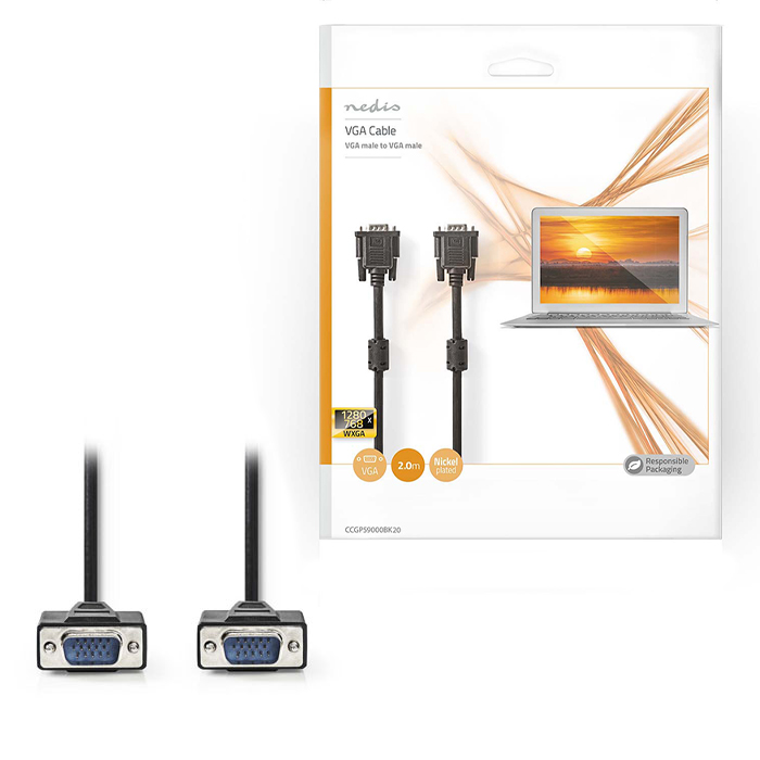 NEDIS CCGP59000BK20 VGA Cable VGA Male-VGA Male 2.0 m Black (Καλώδιο VGA αρσ) NEDIS CCGP59000BK20 VGA Cable VGA Male-VGA Male 2.0 m Black (Καλώδιο VGA αρσ)