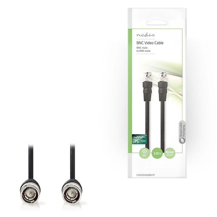 NEDIS CVGP01000BK20 BNC Video Cable BNC Male-BNC Male 2.0m Black (BNC καλώδιο, BNC αρσ) NEDIS CVGP01000BK20 BNC Video Cable BNC Male-BNC Male 2.0m Black (BNC καλώδιο, BNC αρσ)