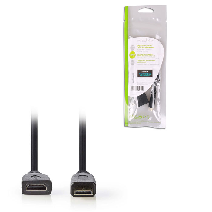 NEDIS CVGP34590BK02 High Speed HDMI Cable with Ethernet HDMI Mini Connector-HDMI (Καλώδιο High speed HDMI with Ethernet, H...) NEDIS CVGP34590BK02 High Speed HDMI Cable with Ethernet HDMI Mini Connector-HDMI (Καλώδιο High speed HDMI with Ethernet, H...)