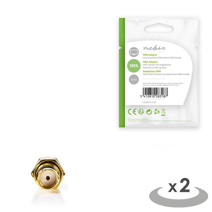 NEDIS CSGP02111GD SMA Adapter SMA Male(Reverse Polarity)-SMA Female 2 pieces Gol (Αντάπτορας SMA reverse αρσ) NEDIS CSGP02111GD SMA Adapter SMA Male(Reverse Polarity)-SMA Female 2 pieces Gol (Αντάπτορας SMA reverse αρσ)