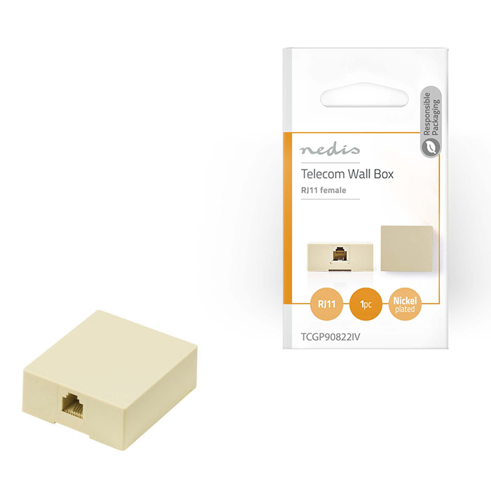 NEDIS TCGP90822IV Telecom Wall Box RJ11 female Ivory (Τηλεφωνικό κουτί τοίχου για RJ11 θηλ, iv...) NEDIS TCGP90822IV Telecom Wall Box RJ11 female Ivory (Τηλεφωνικό κουτί τοίχου για RJ11 θηλ, iv...)