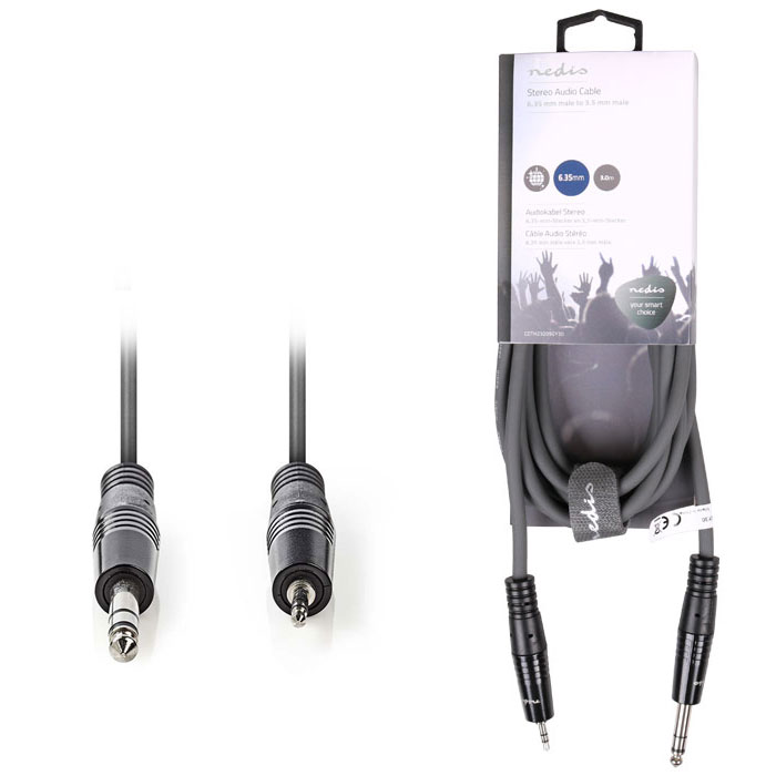 NEDIS COTH23205GY30 Stereo Audio Cable 6.35 mm Male - 3.5 mm Male 3.0m Grey (Kαλώδιο ήχου 635 mm αρσ) NEDIS COTH23205GY30 Stereo Audio Cable 6.35 mm Male - 3.5 mm Male 3.0m Grey (Kαλώδιο ήχου 635 mm αρσ)