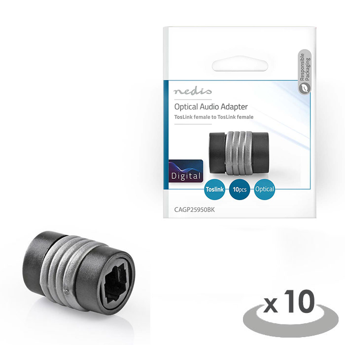 NEDIS CAGP25950BK Optical Audio Adapter TosLink Female-TosLink Female 10 pieces (Μούφα οπτικής ίνας θηλ) NEDIS CAGP25950BK Optical Audio Adapter TosLink Female-TosLink Female 10 pieces (Μούφα οπτικής ίνας θηλ)