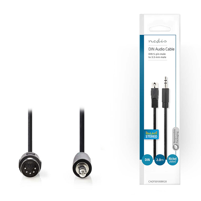 NEDIS CAGP20100BK20 DIN Audio Cable DIN 5-pin Male - 3.5 mm Male 2.0 m Black (Καλώδιο DIN 5-Pin αρσ) NEDIS CAGP20100BK20 DIN Audio Cable DIN 5-pin Male - 3.5 mm Male 2.0 m Black (Καλώδιο DIN 5-Pin αρσ)