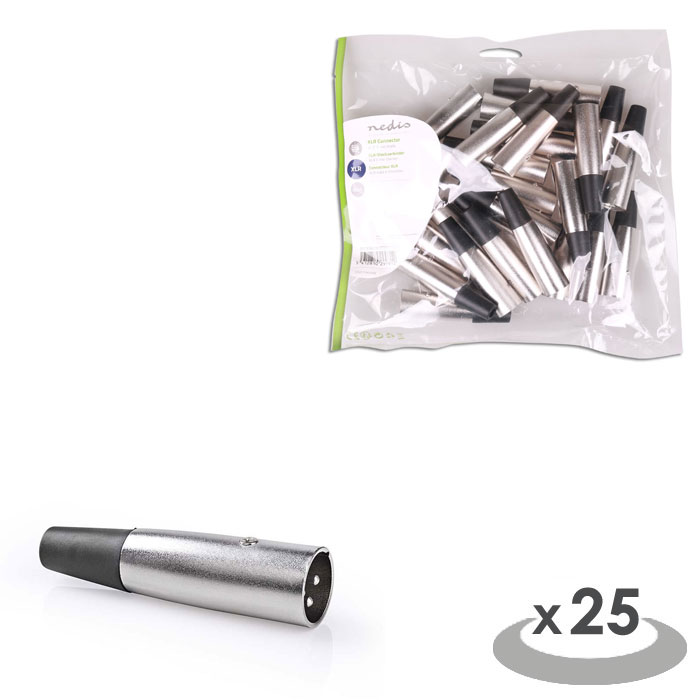 NEDIS CAVC15900ME XLR Connector XLR 3-pin Male 25 pieces Metal (Μεταλλικό βύσμα XLR αρσενικό προεκτάσεως...) NEDIS CAVC15900ME XLR Connector XLR 3-pin Male 25 pieces Metal (Μεταλλικό βύσμα XLR αρσενικό προεκτάσεως...)