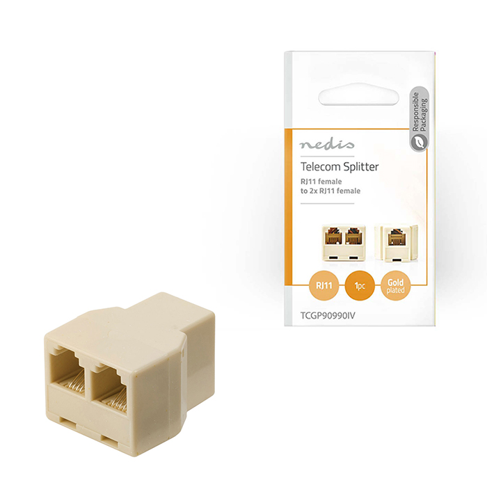 NEDIS TCGP90990IV Telecom Splitter RJ11 Female - 2x RJ11 Female Ivory (Ταφ RJ11 6x4, 1 θηλ) NEDIS TCGP90990IV Telecom Splitter RJ11 Female - 2x RJ11 Female Ivory (Ταφ RJ11 6x4, 1 θηλ)