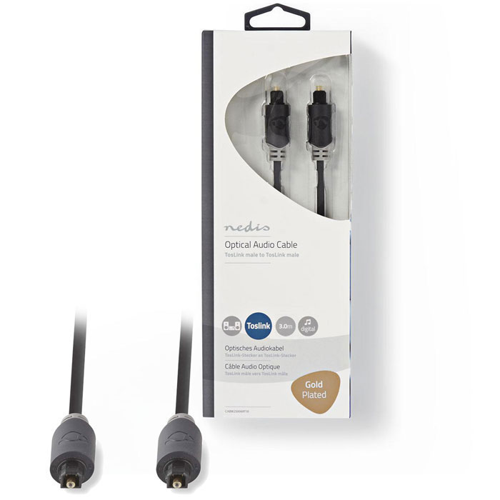 NEDIS CABW25000AT30 Optical Audio Cable TosLink Male - TosLink Male 3.0 m Anthra (Καλώδιο οπτικής ίνας, TosLink αρσ) NEDIS CABW25000AT30 Optical Audio Cable TosLink Male - TosLink Male 3.0 m Anthra (Καλώδιο οπτικής ίνας, TosLink αρσ)