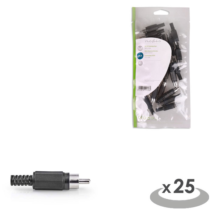 NEDIS CAVC24905BK RCA Connector RCA Male 25 pieces Black (Βύσμα RCA αρσ, μαύρο, 25 τεμαχίων) NEDIS CAVC24905BK RCA Connector RCA Male 25 pieces Black (Βύσμα RCA αρσ, μαύρο, 25 τεμαχίων)