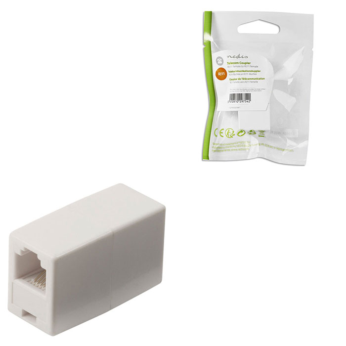 NEDIS TCGP90920WT Telecom Coupler RJ11 Female-RJ11 Female White (Μούφα RJ11 6x4 θηλ) NEDIS TCGP90920WT Telecom Coupler RJ11 Female-RJ11 Female White (Μούφα RJ11 6x4 θηλ)