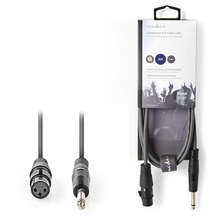 NEDIS COTH15120GY15 Unbalanced XLR Audio Cable XLR 3-pin Female - 6.35 mm Male 1 (Καλώδιο 3-Pin XLR θηλ) NEDIS COTH15120GY15 Unbalanced XLR Audio Cable XLR 3-pin Female - 6.35 mm Male 1 (Καλώδιο 3-Pin XLR θηλ)