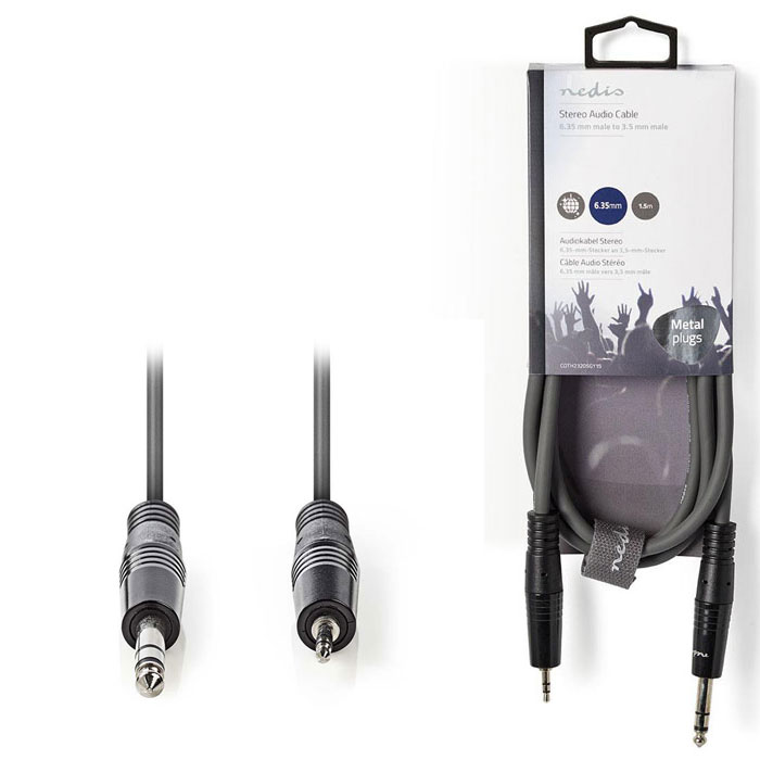 NEDIS COTH23205GY15 Stereo Audio Cable 6.35 mm Male - 3.5 mm Male 1.5m Grey (Kαλώδιο ήχου 635 mm αρσ) NEDIS COTH23205GY15 Stereo Audio Cable 6.35 mm Male - 3.5 mm Male 1.5m Grey (Kαλώδιο ήχου 635 mm αρσ)