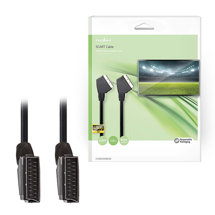 NEDIS CVGB31000BK20 SCART Cable SCART Male - SCART Male 2.0 m Black (Καλώδιο SCART αρσ) NEDIS CVGB31000BK20 SCART Cable SCART Male - SCART Male 2.0 m Black (Καλώδιο SCART αρσ)
