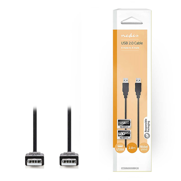 NEDIS CCGB60000BK20 USB 2.0 Cable A Male - A Male 2.0 m Black (Καλώδιο USB 20 A αρσ) NEDIS CCGB60000BK20 USB 2.0 Cable A Male - A Male 2.0 m Black (Καλώδιο USB 20 A αρσ)
