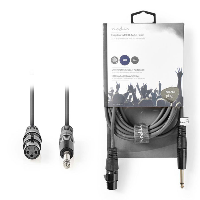 NEDIS COTH15120GY50 Unbalanced XLR Audio Cable XLR 3-pin Female - 6.35 mm Male 5 (Καλώδιο 3-Pin XLR θηλ) NEDIS COTH15120GY50 Unbalanced XLR Audio Cable XLR 3-pin Female - 6.35 mm Male 5 (Καλώδιο 3-Pin XLR θηλ)
