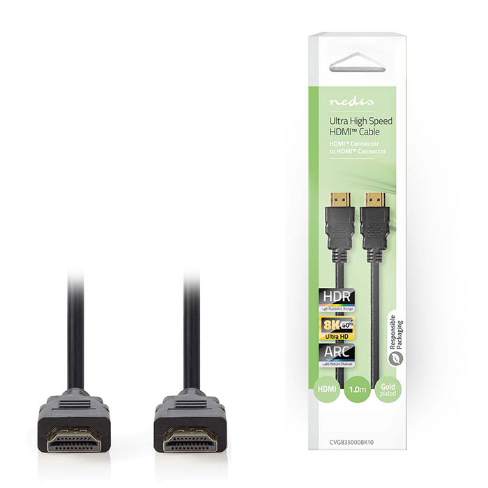 NEDIS CVGB35000BK10 Ultra High Speed HDMI Cable HDMI Connector - HDMI Connector (Καλώδιο Ultra High Speed HDMI αρσ) NEDIS CVGB35000BK10 Ultra High Speed HDMI Cable HDMI Connector - HDMI Connector (Καλώδιο Ultra High Speed HDMI αρσ)