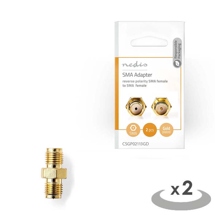 NEDIS CSGP02113GD SMA Adapter SMA Female (Reverse Polarity) - SMA Female 2 piece (Αντάπτορας SMA reverse θηλ) NEDIS CSGP02113GD SMA Adapter SMA Female (Reverse Polarity) - SMA Female 2 piece (Αντάπτορας SMA reverse θηλ)