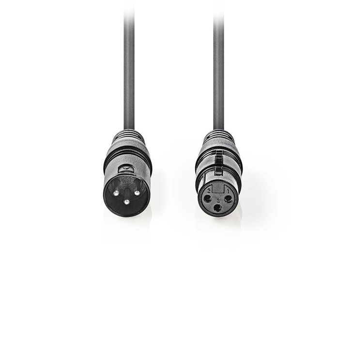 NEDIS COTG15010GY200 Balanced XLR Audio Cable XLR 3-Pin Male - XLR 3-Pin Female (Kαλώδιο ήχου 3pin XLR θηλ) NEDIS COTG15010GY200 Balanced XLR Audio Cable XLR 3-Pin Male - XLR 3-Pin Female (Kαλώδιο ήχου 3pin XLR θηλ)