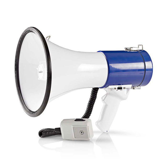 NEDIS MEPH200WT Megaphone 25 W 1500 m Range Detachable Microphone White/Blue (Τηλεβόας με αποσπώμενο μικρόφωνο 25W, σε...) NEDIS MEPH200WT Megaphone 25 W 1500 m Range Detachable Microphone White/Blue (Τηλεβόας με αποσπώμενο μικρόφωνο 25W, σε...)
