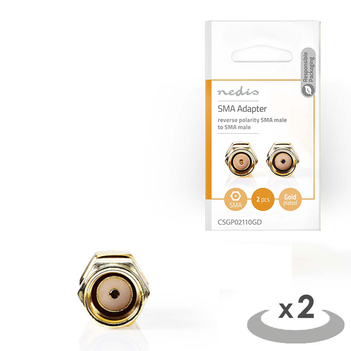 NEDIS CSGP02110GD SMA Adapter SMA Male (Reverse Polarity) - SMA Male 2 pieces Go (Αντάπτορας SMA αρσ) NEDIS CSGP02110GD SMA Adapter SMA Male (Reverse Polarity) - SMA Male 2 pieces Go (Αντάπτορας SMA αρσ)