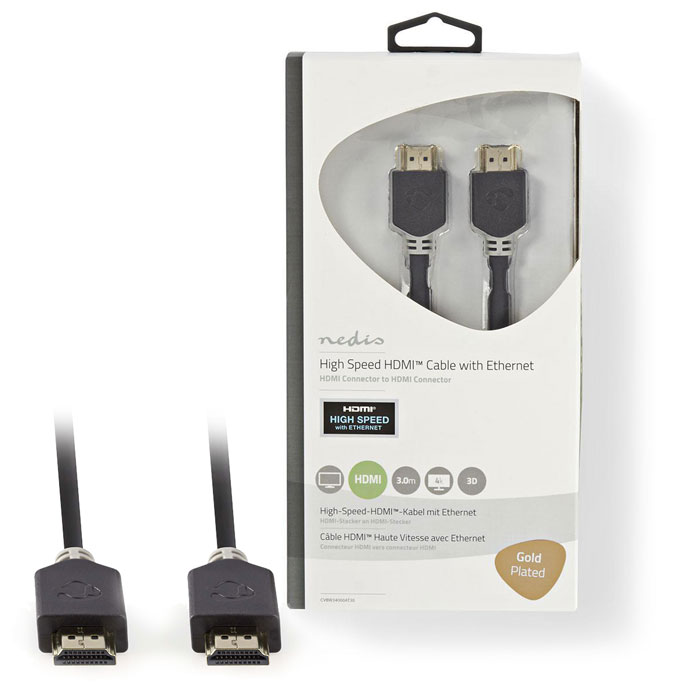 NEDIS CVBW34000AT30 High Speed HDMI Cable with Ethernet HDMI Connector-HDMI Conn (Καλώδιο Premium High Speed HDMI with Eth...) NEDIS CVBW34000AT30 High Speed HDMI Cable with Ethernet HDMI Connector-HDMI Conn (Καλώδιο Premium High Speed HDMI with Eth...)