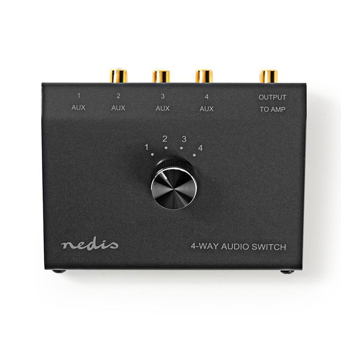 NEDIS ASWI2404BK Analogue Audio Switch 3.5 mm Female + 3x (2x RCA Female) - 2x R (Επιλογέας 4 συσκευών ήχου σε μία μόνο (A...) NEDIS ASWI2404BK Analogue Audio Switch 3.5 mm Female + 3x (2x RCA Female) - 2x R (Επιλογέας 4 συσκευών ήχου σε μία μόνο (A...)