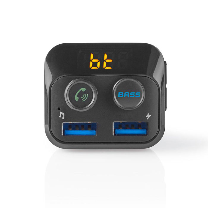 NEDIS CATR120BK Car FM Transmitter Bluetooth Bass Boost MicroSD Card Slot Hands- (3  1 Bluetooth  FM, hands ...)