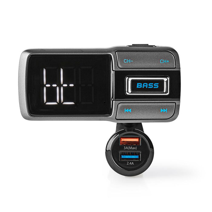 NEDIS CATR101BK Car FM Transmitter Bluetooth Bass Boost MicroSD Card Slot Hands- (3  1 Bluetooth  FM, hands ...)
