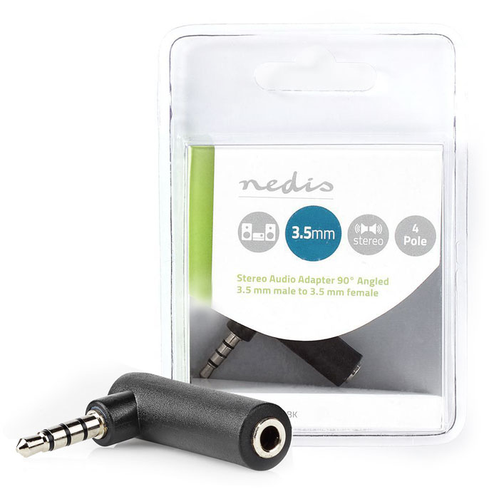 NEDIS CAGB22980BK Stereo Audio Adapter 3.5 mm Male - 3.5 mm Female 90 Angled 4- ( 3,5mm Stereo )