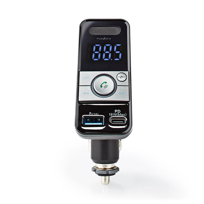NEDIS CATR130BK Car FM Transmitter Bluetooth Pro Microphone Noise Cancelling Mic (3  1 Bluetooth  FM, hands ...)