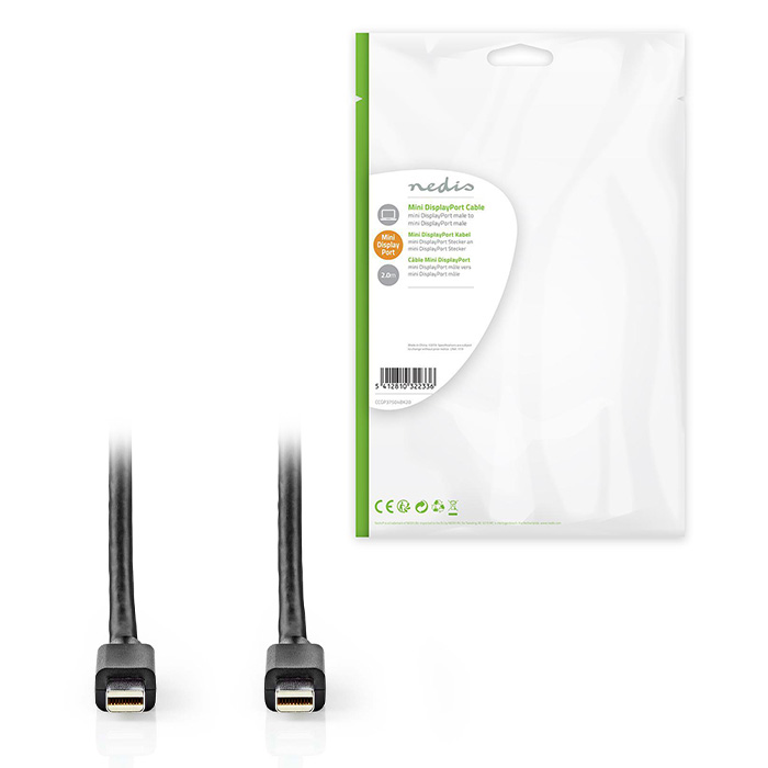 NEDIS CCGP37504BK20 MINI DISPLAYPORT CABLE, DISPLAYPORT 1.4 2.00m BLACK (Καλώδιο Mini DisplayPort αρσ) NEDIS CCGP37504BK20 MINI DISPLAYPORT CABLE, DISPLAYPORT 1.4 2.00m BLACK (Καλώδιο Mini DisplayPort αρσ)